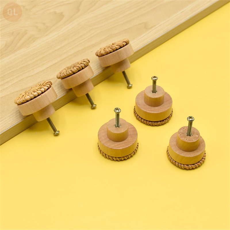 Wooden Handles Rattan Drawer Knobs Wardrobe Furniture Handle Kitchen
