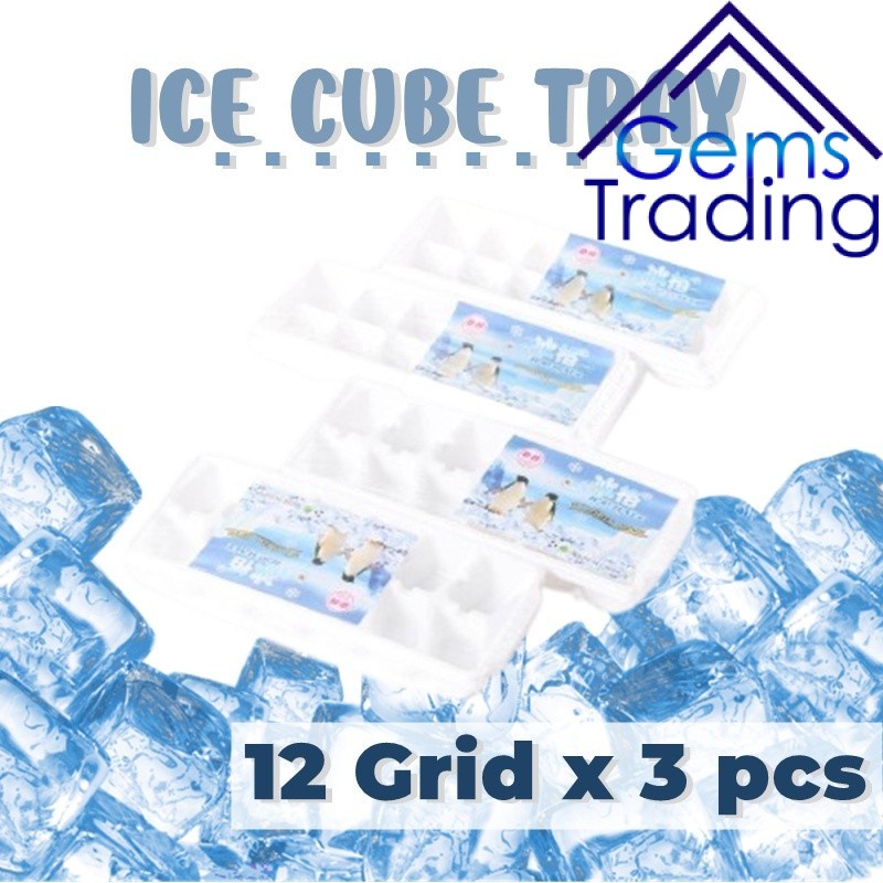 (12 Grid x 3 pcs)Kitchen DIY Ice Cube Tray Ice Maker Square Ice Cube ...