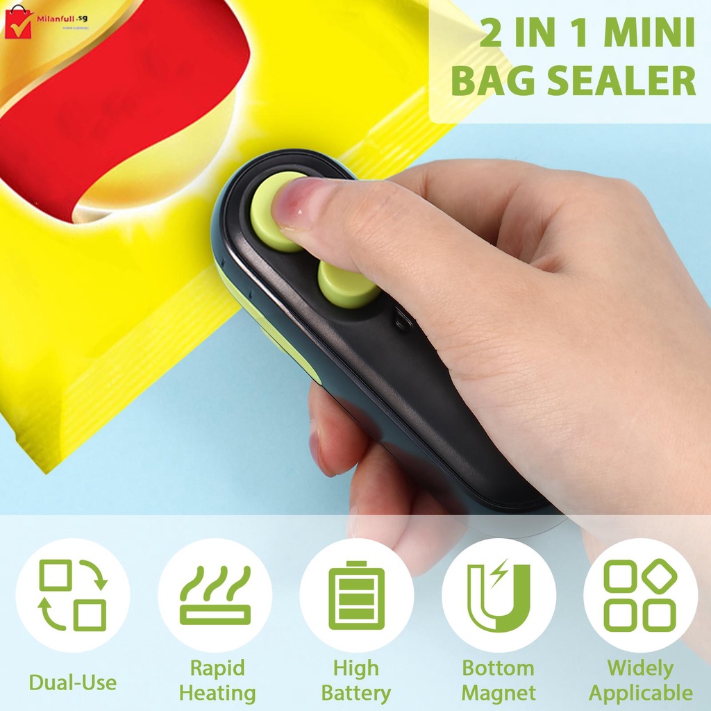 Mini Bag Sealer Chip Bag Sealer with Cutter and Handheld Heat