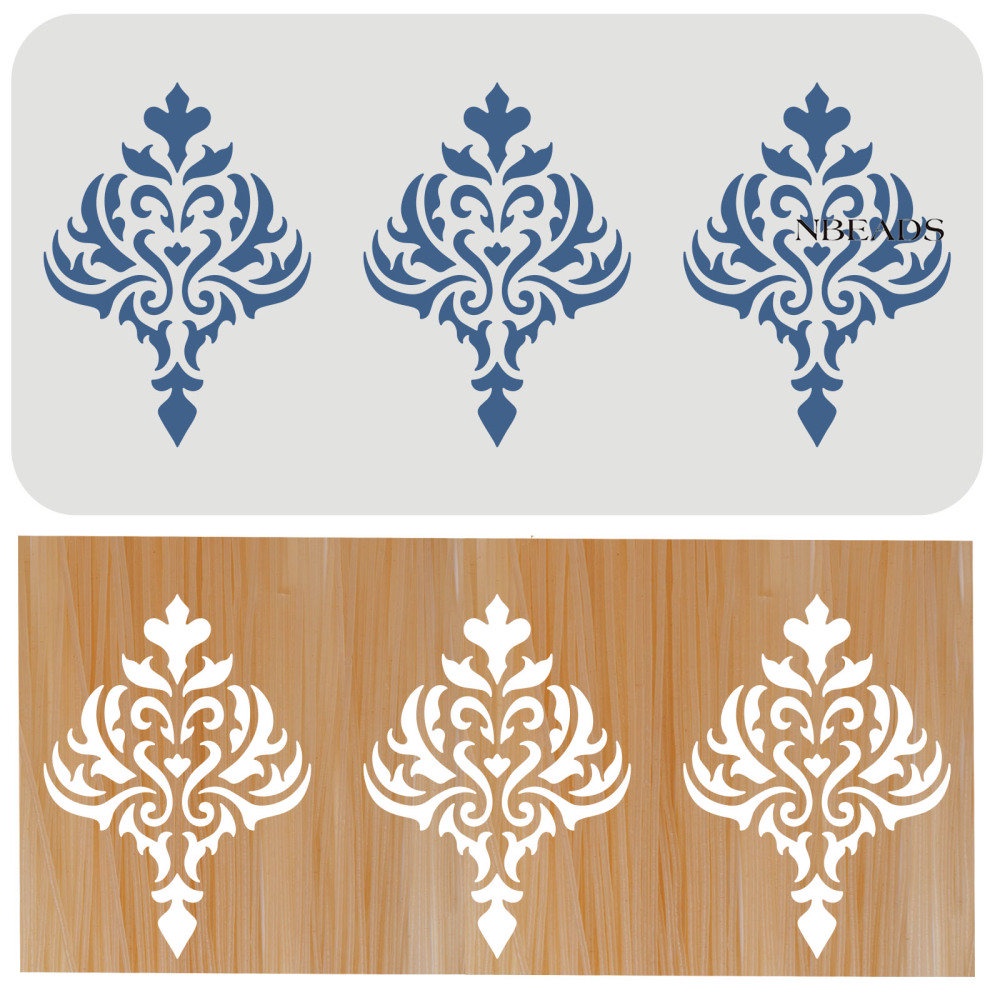 1pc Damask Stencil30x15cm Classic Wall Borders Damask Stencil