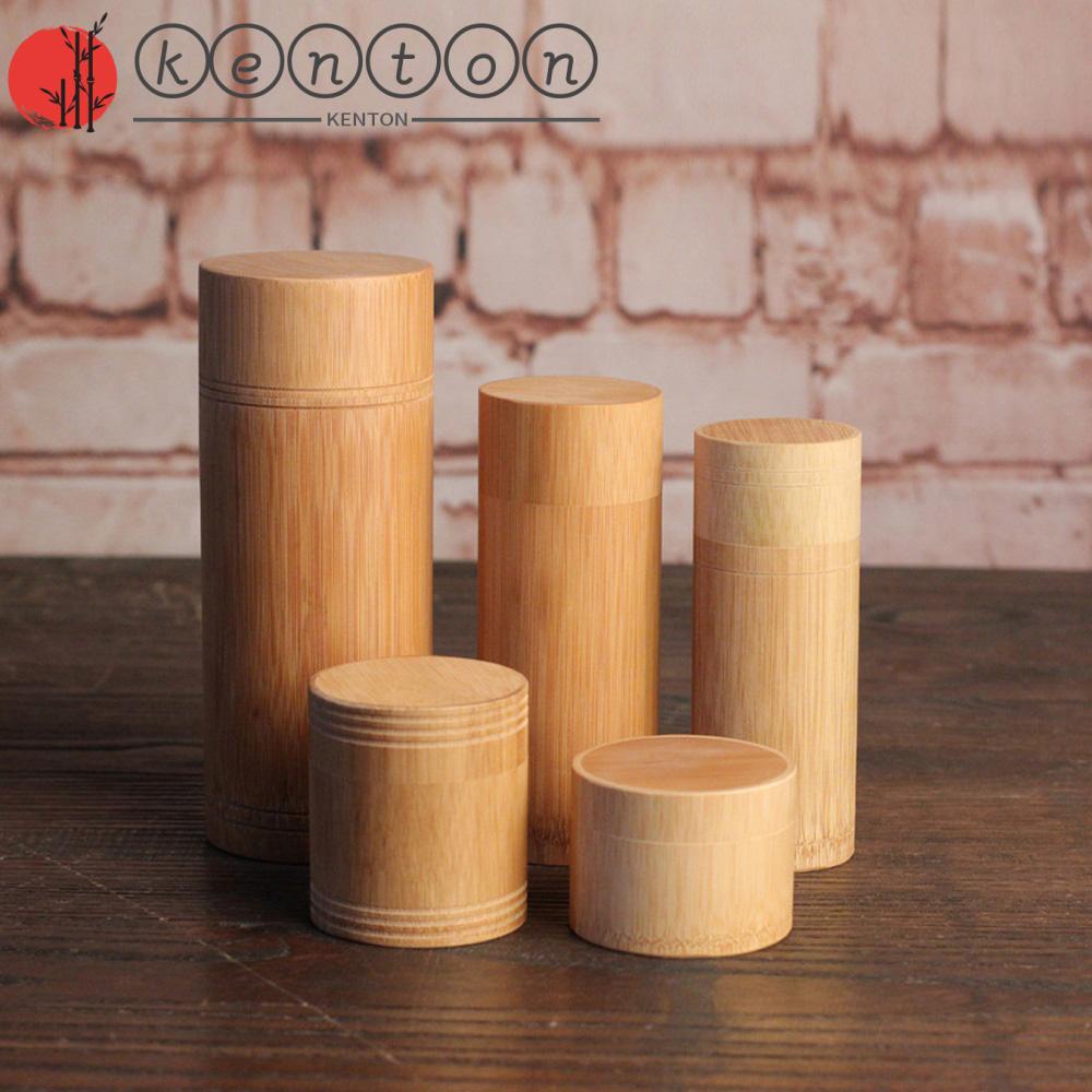 KENTON Tea Canister Tube Round Bottle Holder Bamboo Handmade Container ...