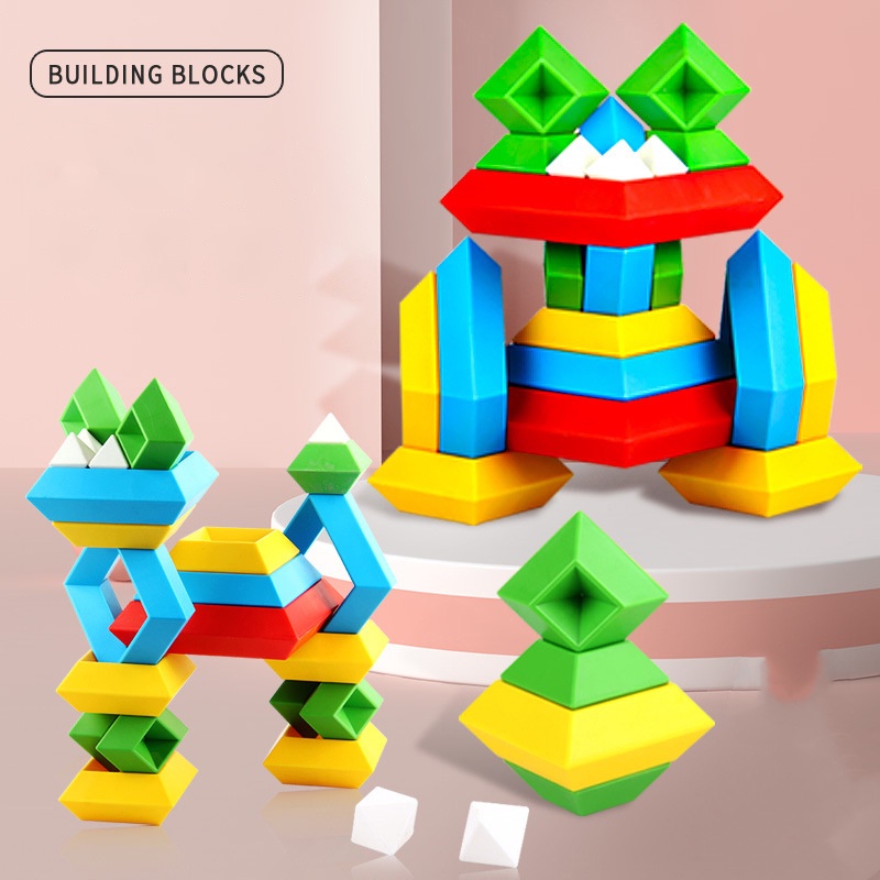 30 Pcs Pyramid Building Blocks Set Montessori Construction Toy Reusable ...