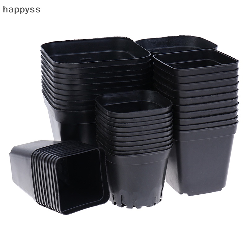[happyss] 10pc Black Flower Pots Plastic Pots Small Square Pots for