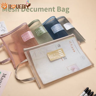 2 pcs Students A4 Stationery Book, Transparent Portable Zipper Bag, Clear  Nylon Tote Bags with Handles