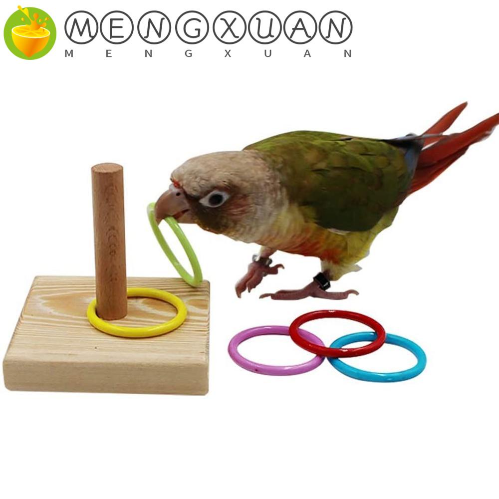 MENGXUAN Activity Stacking Color Ring Toys Tricks Parrots Platform Bird Chew Toy Playing Wooden Pet Supplies Foraing Gym IQ Training Playground/Multicolor