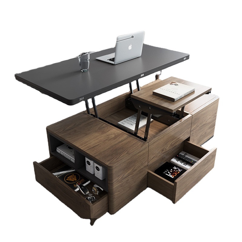 Lift Top Black Nordic Multifunctional Coffee Table Square Wooden Living ...