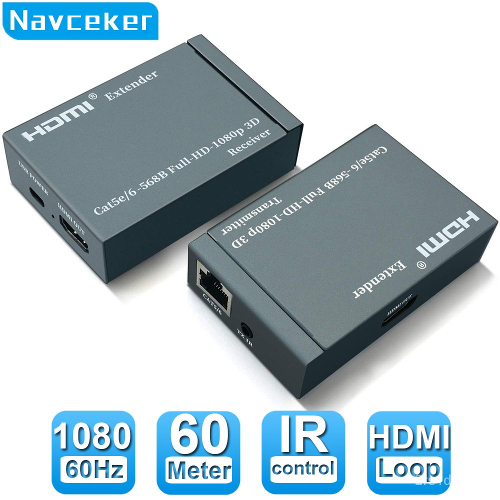 1080P 60m HDMI Extender HDMI Repeater Over Cat6 Cat7 Cables