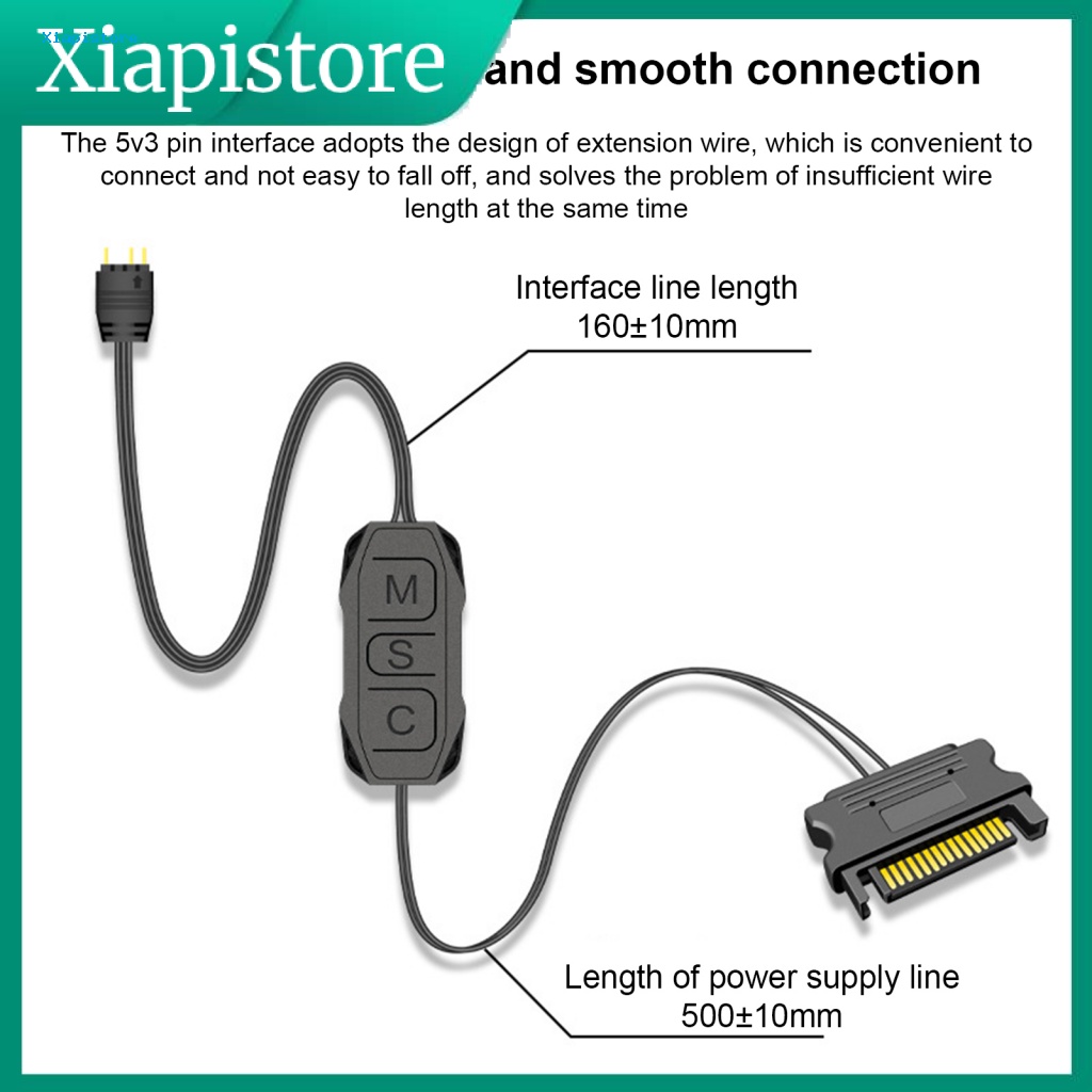 [Xiapistore] COOLMOON AR1 ARGB Controller Lengthen Cable Wide Compatibility 3 Pin to SATA Pin