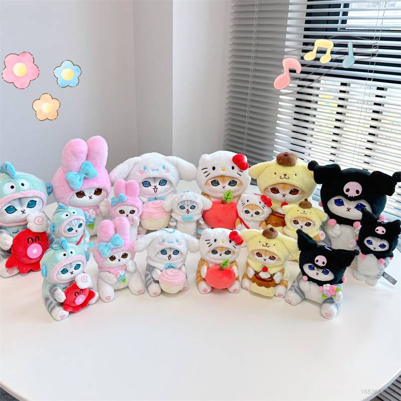 Ht3 Sanrio X Mofusand Cat Plush Dolls T For Girls Pendant Kuromi Melody Cinnamoroll Hangyodon