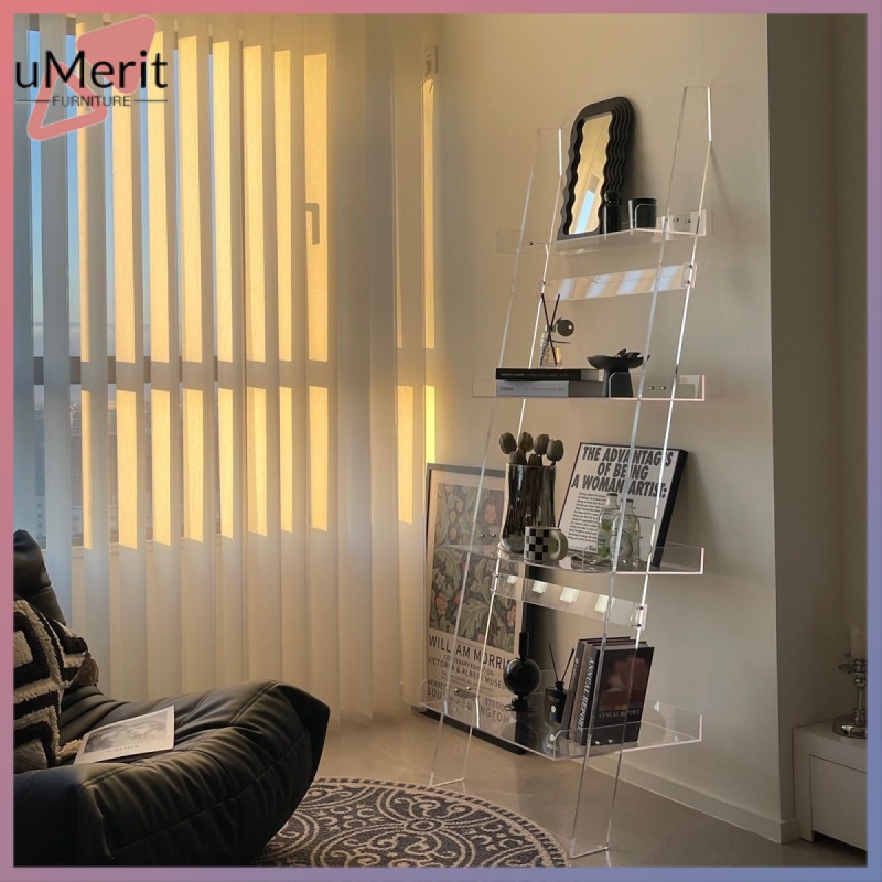 Acrylic Bookcase Wall Shelf Simple Living Room Display Rack Creative ...