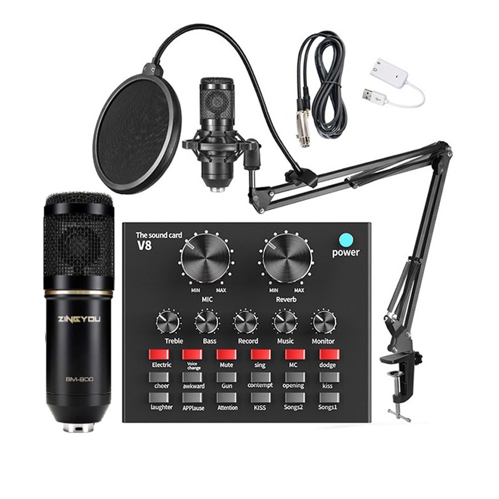 BM800 V8 Set Mic Condenser Studio Recording Live Microphone V8 ...