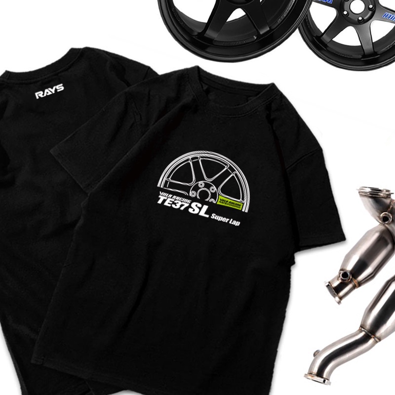 Customized TE37 Wheel Hub T-Shirt JDM Modified Car Short-Sleeved ...