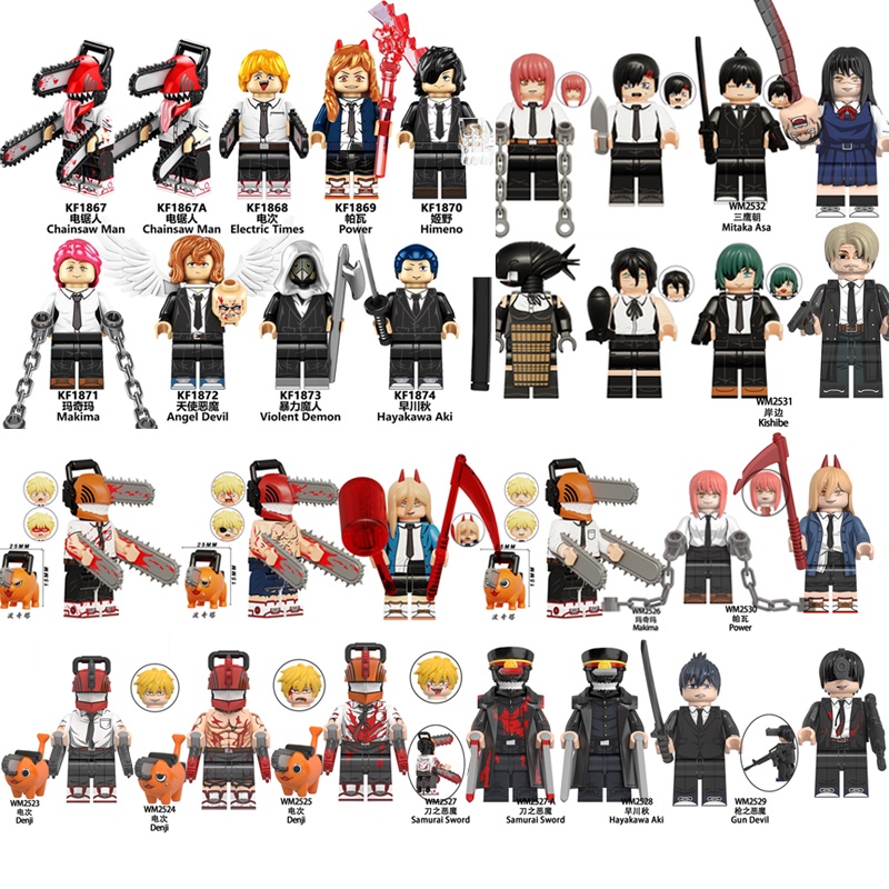 Chainsaw Man Minifigures Lego Building Blocks Pochita Power Samurai