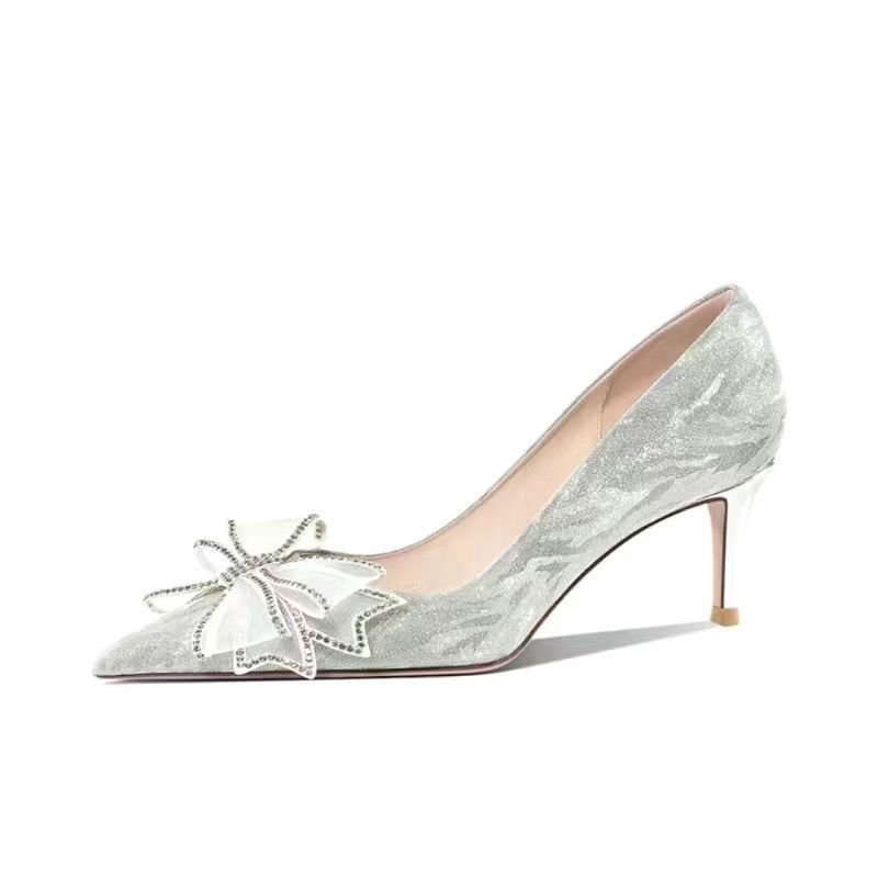 White silver 2025 high heels