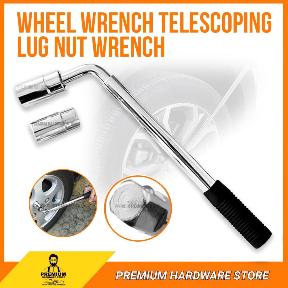 PREMIUM Telescopic Wheel Nut Wrench Extendable L Shape Socket Wrench