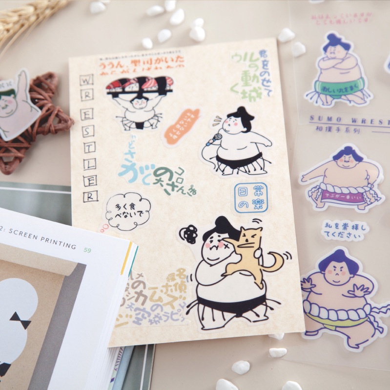 Japan custom Sumo Wrestler Series Cute Funny 50 Sheets Waterproof ...