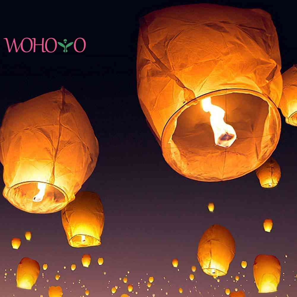 (prowo)5/10pcs Chinese Lanterns Biodegradable Wishing Lanterns for