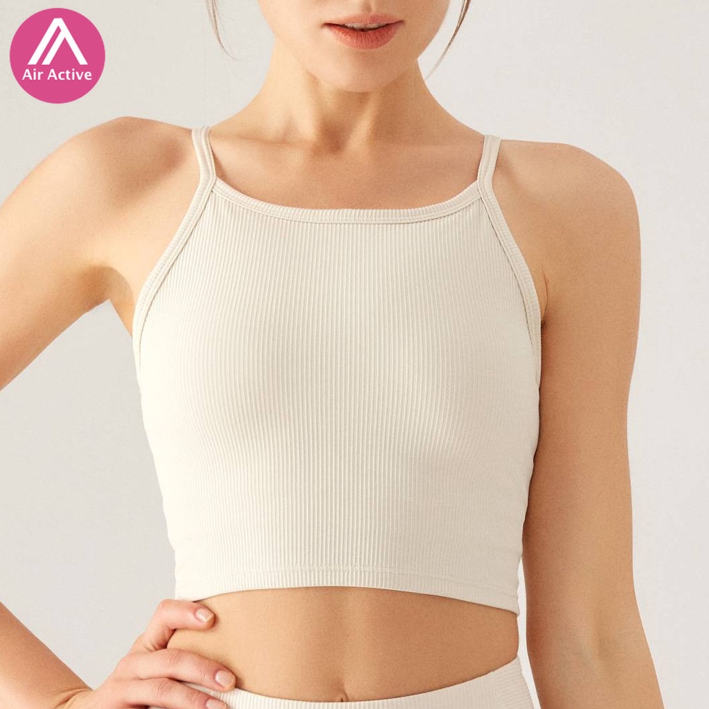 AIR ACTIVE Padded Ribbed Yoga Bra Fashion Sports Bra Top Workout or Daily Wear