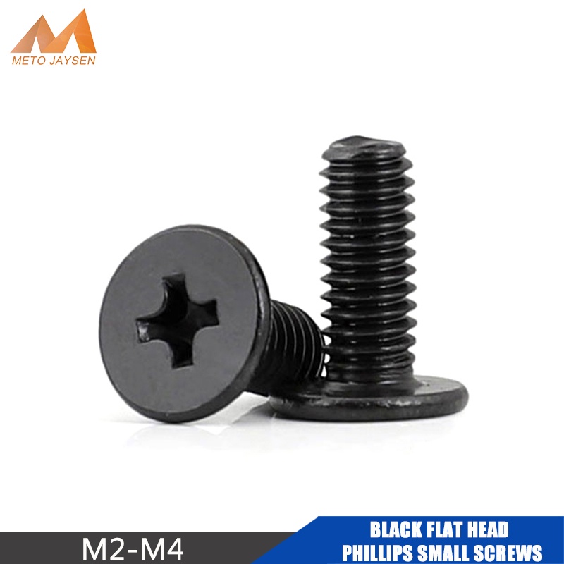M2 M2.5 M3 M4 Black Zinc Flat Head Phillips Screw Small Screws Bolts ...