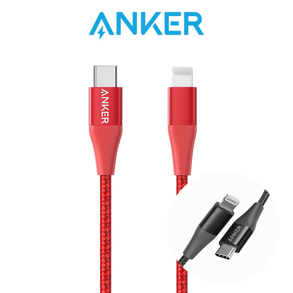 Anker PowerLine+ II USB-C to Lightning Cable 3ft/0.9m Braided Nylon Fast Charging Cable for iPhone iPad and iPod (A8652)