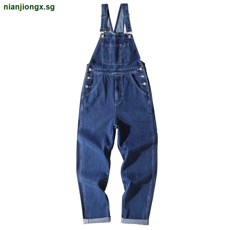 Oversize Retro Denim Overalls Men's Feeling Large Size Overalls ...