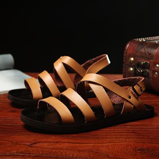 Mens black sandals on sale leather