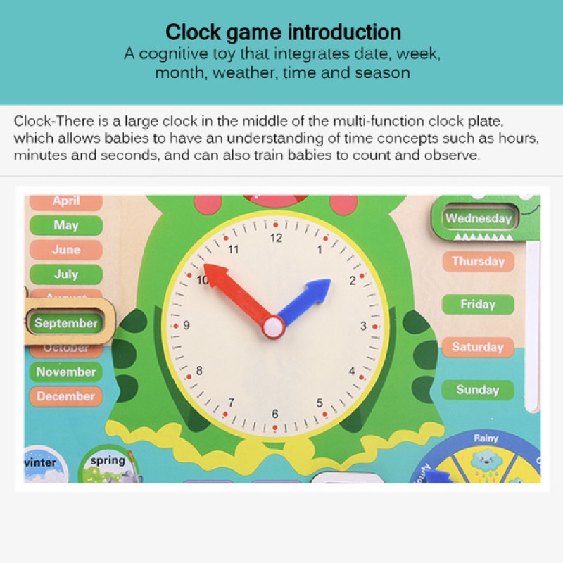 Montessori Wooden Toys Baby Weather Season Calendar Clock Time ...