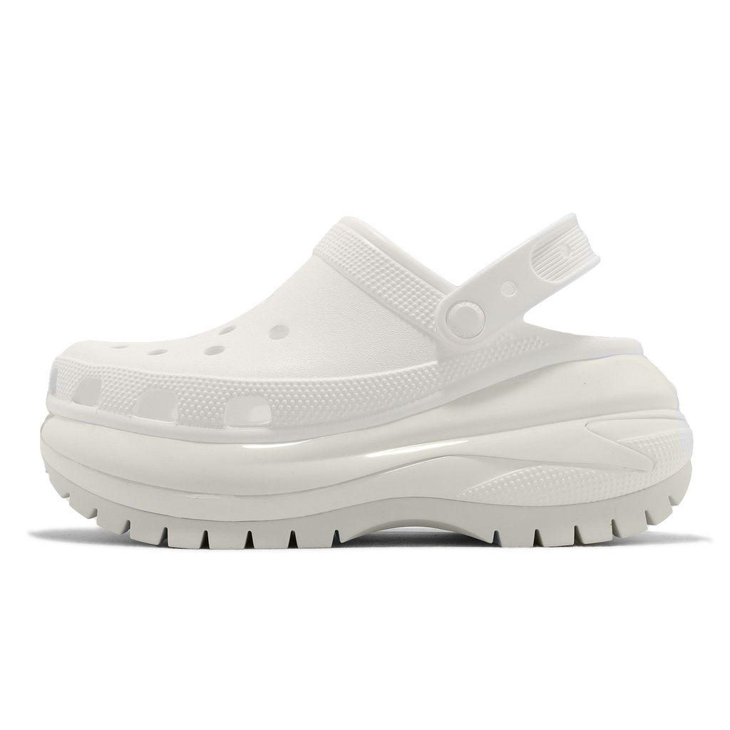 Crocs Classic Mega Crush Clog All White Super Thick-Soled Men's Shoes ...