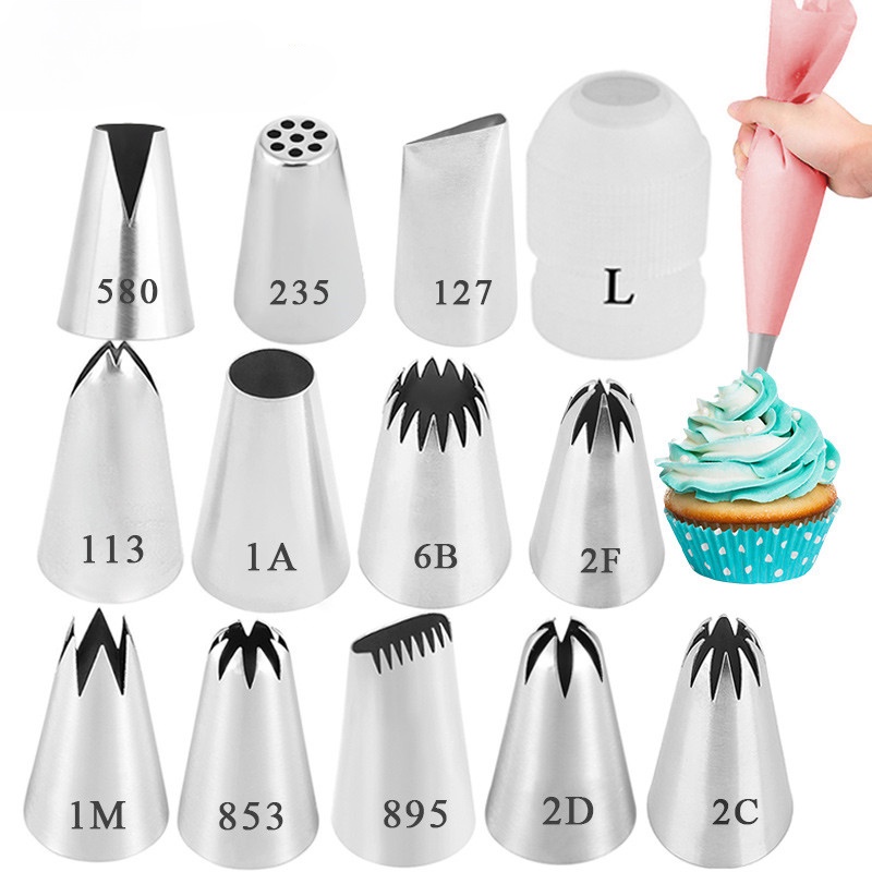 13 Styles Large Icing Piping Nozzles for Decorating Cake Baking