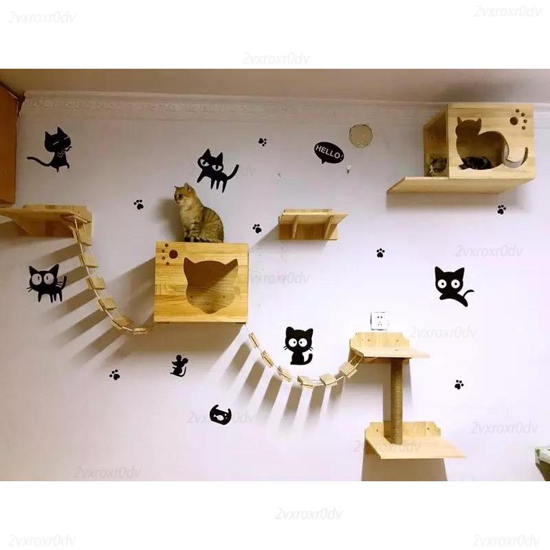 Sale Limited Full Set Pine wood cat furniture wall mount climber