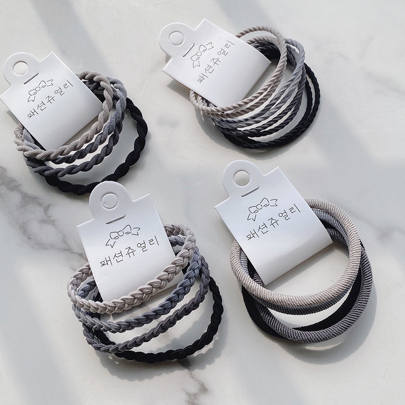 Female Simple Korean Hair Rope High Elasticity Hair Ring Set Hair ...
