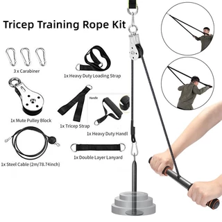 Heavy Duty Tricep Pull Down Single Rope with Snap Hook, Fitness Attachment  Cable Machine Pulldown Rope for Home Gym 