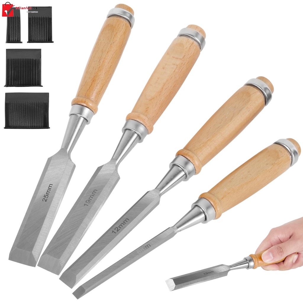 4Pcs Wood Chisels Set Sharp Wood Carving Chisels with Beech Handles ...