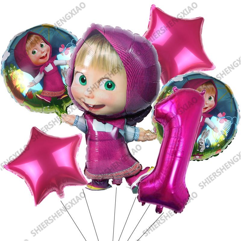 6pcs Russian Masha And The Bear Aluminum Film Balloons Masha And The ...