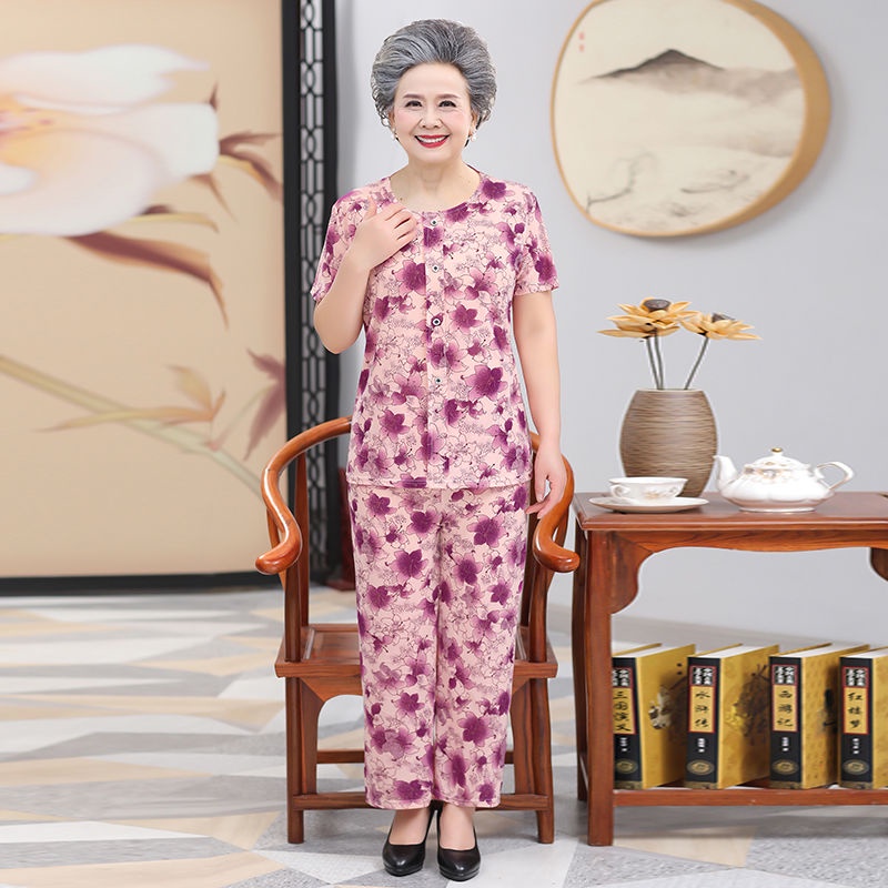 Two Piece Clothes For 80 Year Old Woman 70 Years Old 80 Elderly Summer Clothes  Women's