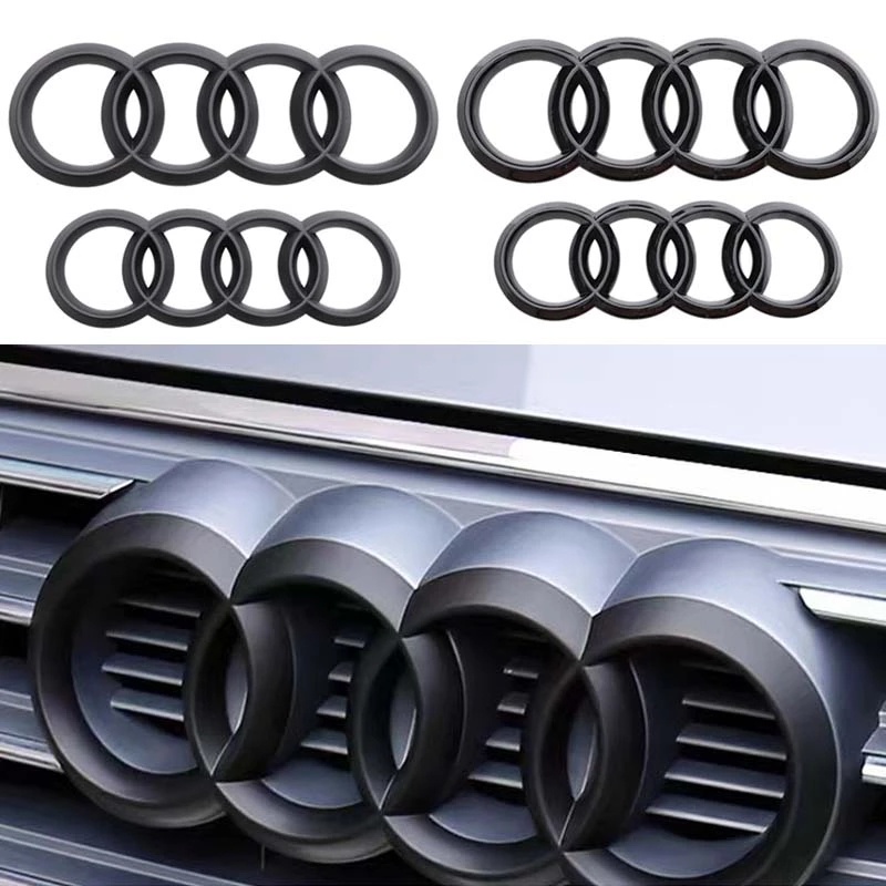 2pcs ABSABS four ring front and rear logo Audi A3 A4 B9 A6 Q2 Q3 Q5 car ...