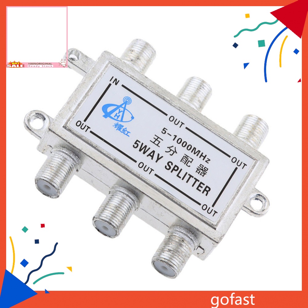 GOF Metal 5 Way Coaxial Cable Splitter for Satellite TV Antenna Signals ...