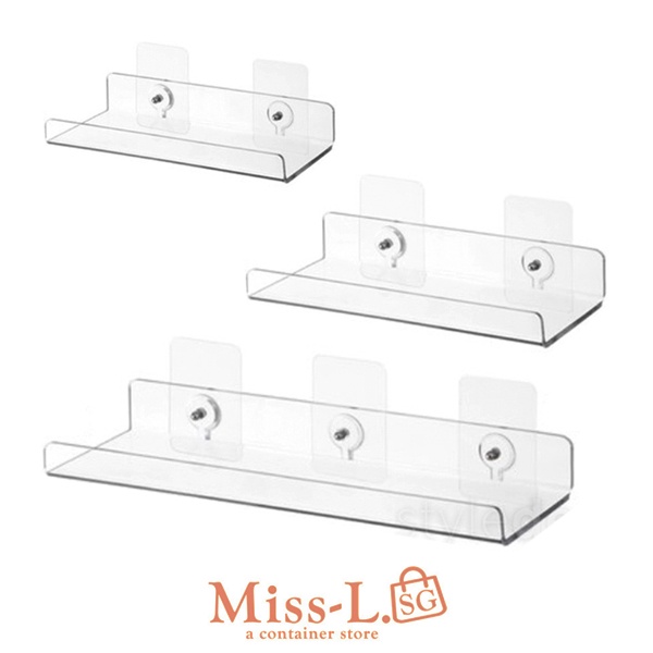 MULA WallMounted Acrylic Shelf, PunchFree Adhesive Rack for Bathroom