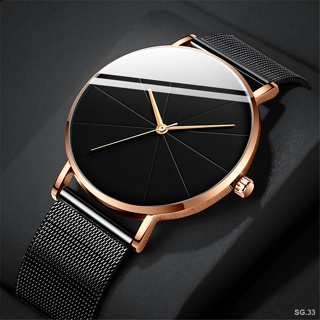 Fashion Mens Business Black Watches Luxury Stainless Steel Ultra Thin Mesh Belt Quartz Men Wrist