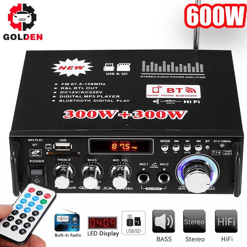 Amplifier Bluetooth Karaoke Home Theater MP3 Player FM Radio Hi POWER