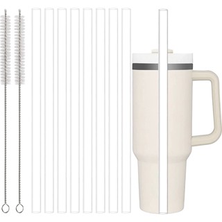 Replacement Straw Compatible with Stanley 40 oz 30 oz Cup Tumbler, 6 Pack Reusable Straw with Cleaning Brush, Plastic, Clear