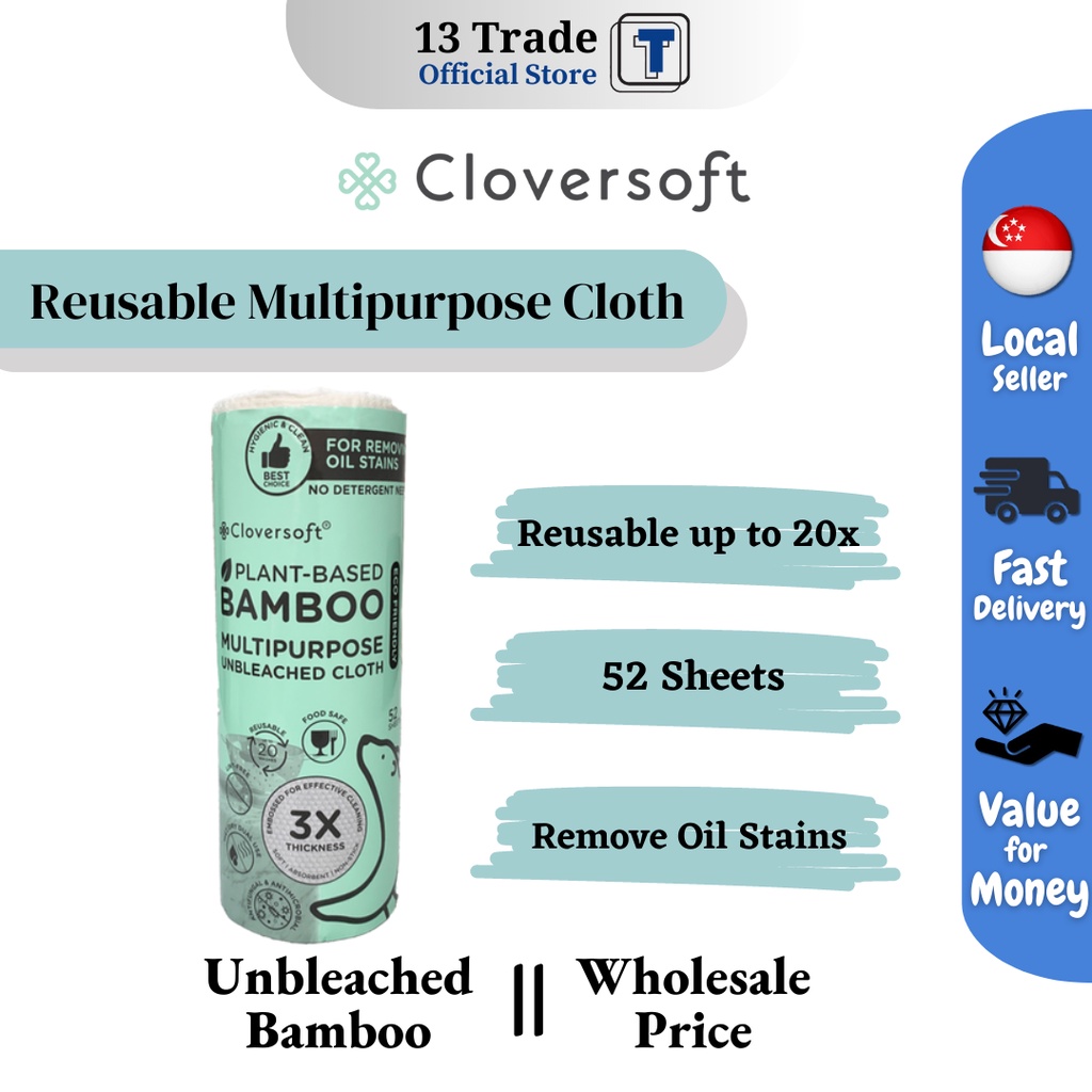 Cloversoft Unbleached Bamboo Multipurpose Cloth [52 sheets] | Shopee ...