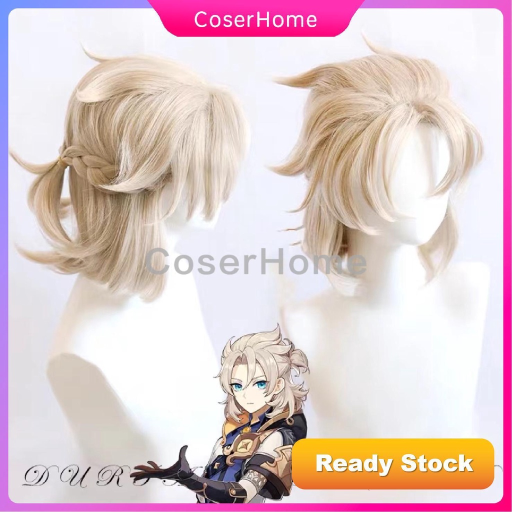 Genshin Impact Albedo Cosplay Wig for Men Linen Short Style Albedo wig ...