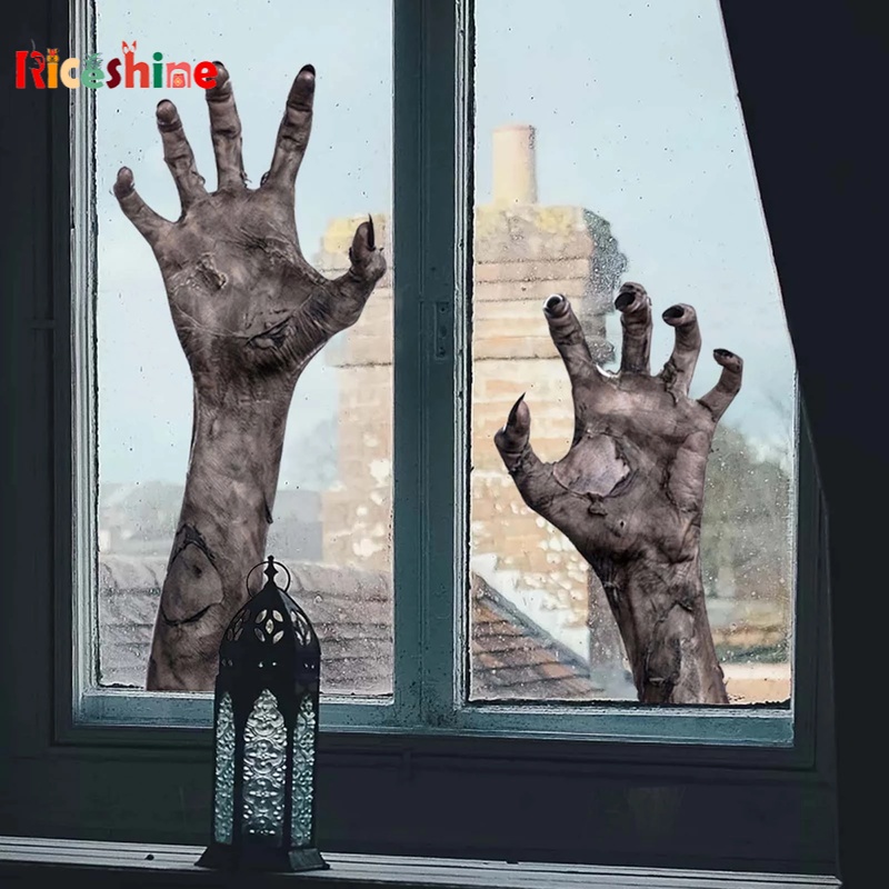 Halloween Horror Blood Hand Sticker Window Scary Props Party Bedroom 3D ...