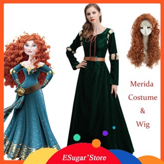 Merida Princess Costume For Adult S M L Xl Fancy Brave Merida Dress Girls  Cosplay Carnival Apparel Female Halloween Frock