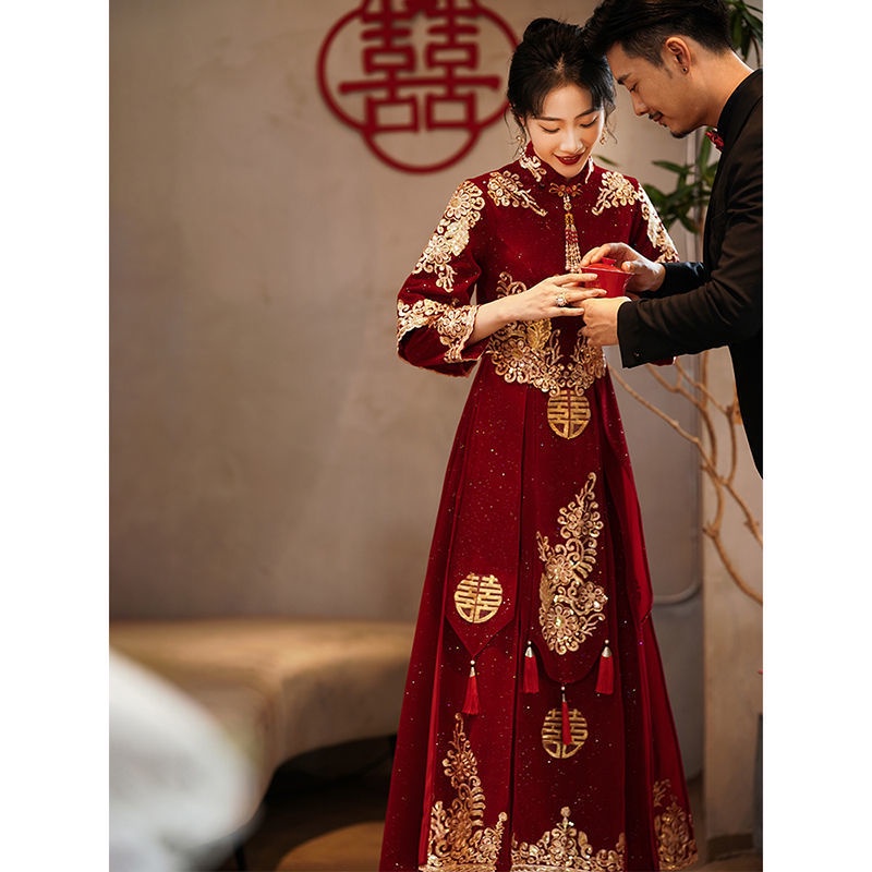 Red chinese deals wedding dress