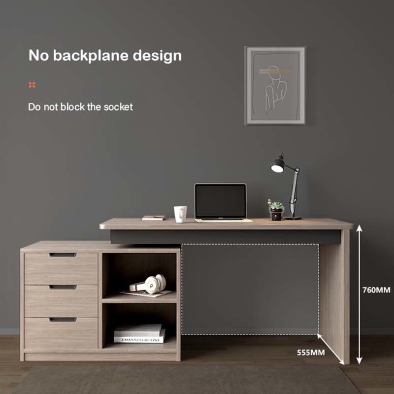 (FREE INSTALLATION) Pre Order Muyue Black Gold Oak Computer Table ...