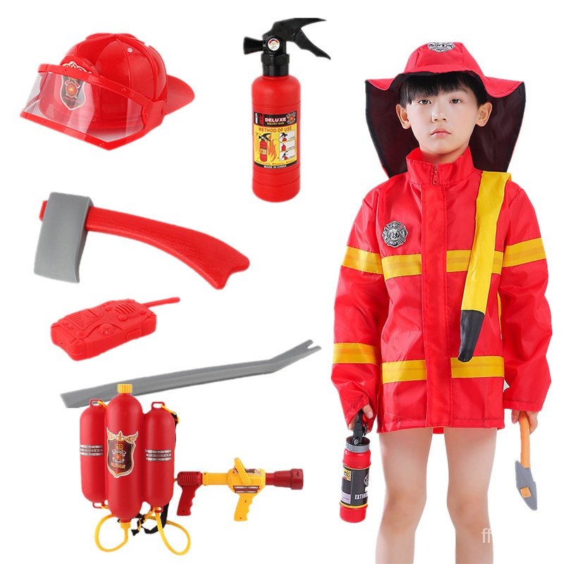 SMT🛕QM Firefighter Costume Kids Tool Costume Halloween Role Play Career