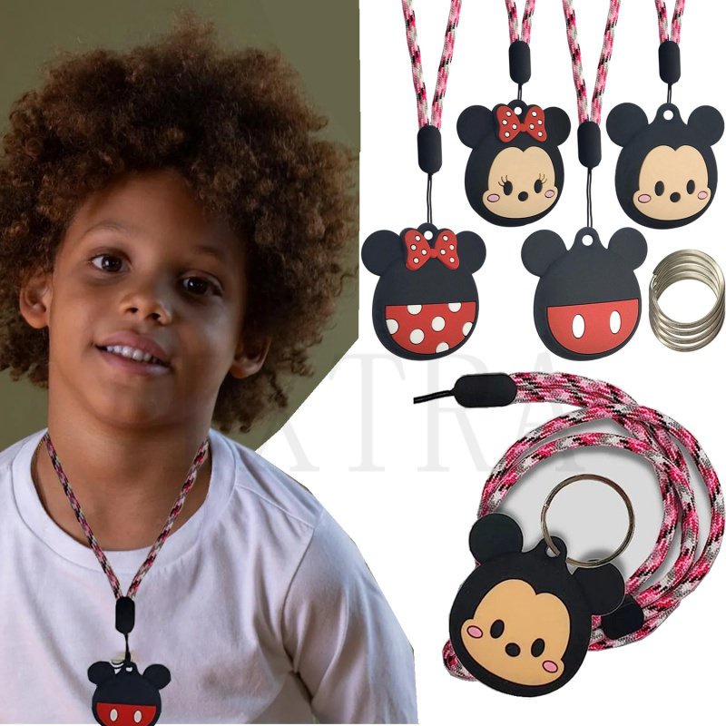 Apple Airtag Necklace for Kids Cute Cartoon Air Tag Holder with