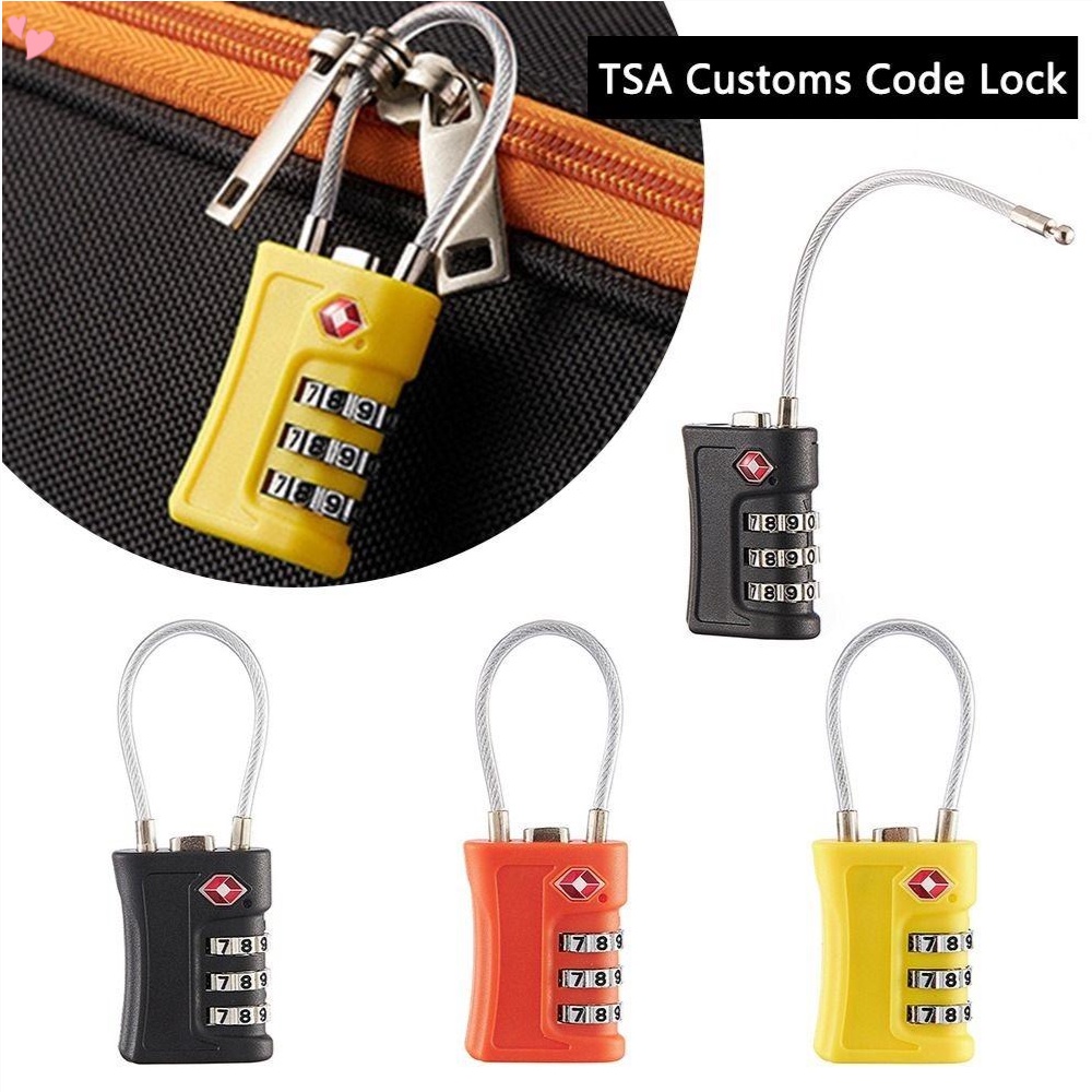 TSA Approved Luggage Padlocks, 3Digit Combination Travel Lock with Flexible Cable for Backpack